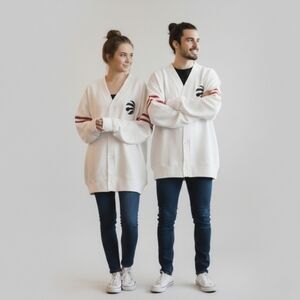 BNWT NBA Toronto Raptors Oversized Cardigan White Red Sporty Streetwear Varsity